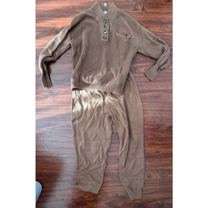 Women's Lunya Brown Knit Henley Sweater & Jogger Set M